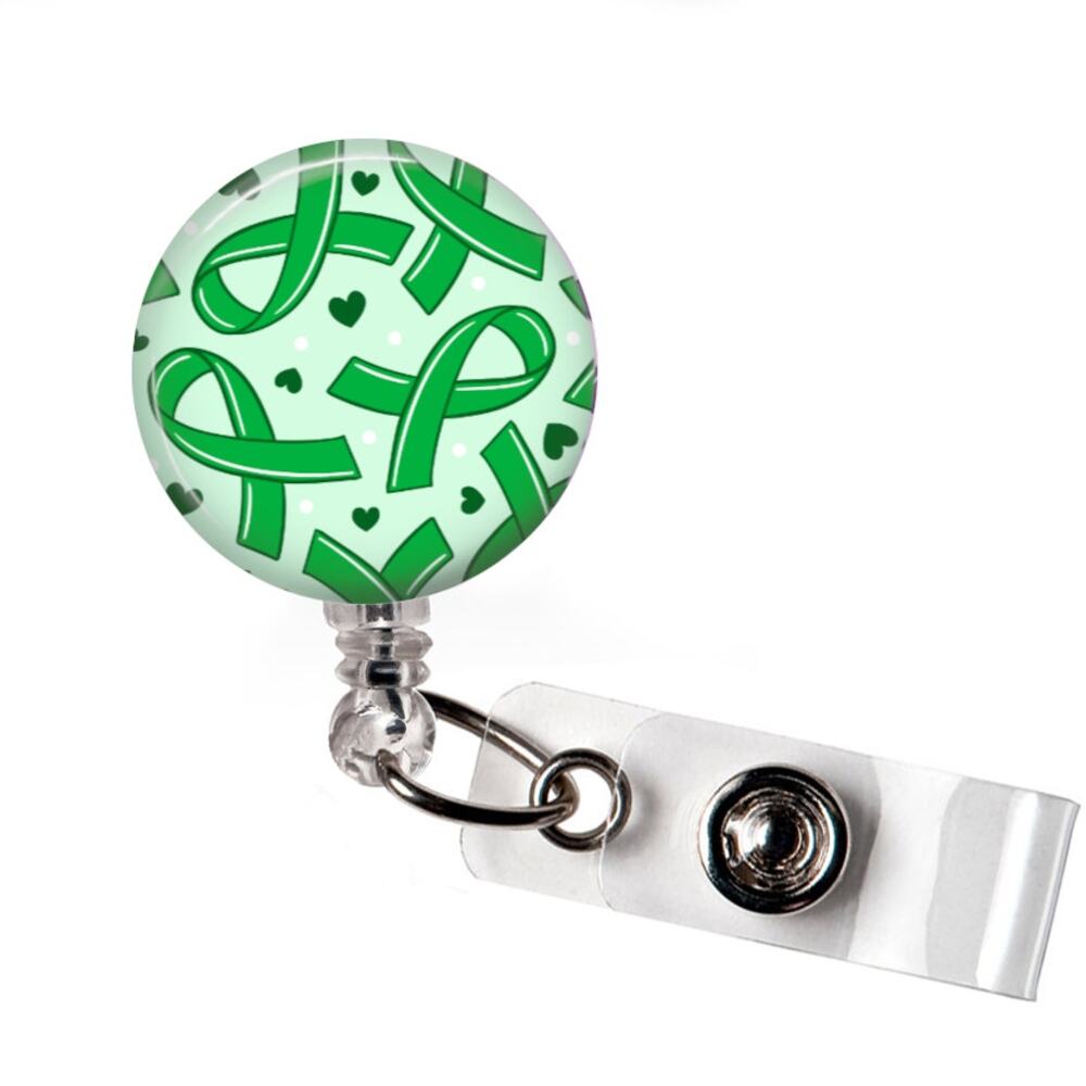 Mental Health Awareness Badge Reel Green Ribbon ID Holder